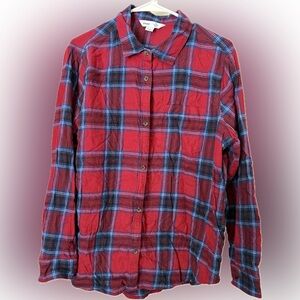 Old Navy Red and Blue Plaid Flannel Shirt - Size XL, Excellent Condition